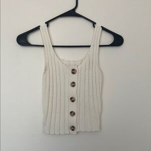 Wild Fable Cream /white Ribbed Sleeveless Tank Top